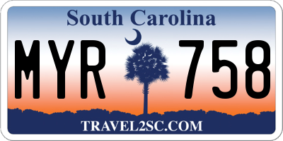 SC license plate MYR758
