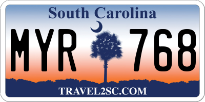 SC license plate MYR768