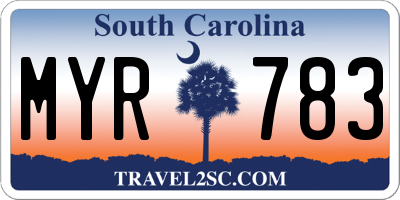 SC license plate MYR783