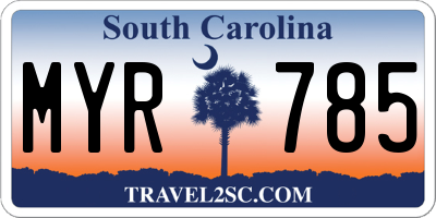 SC license plate MYR785