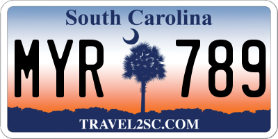 SC license plate MYR789