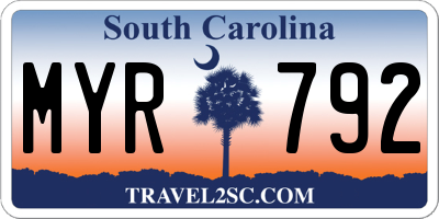 SC license plate MYR792