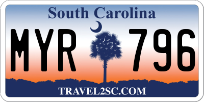 SC license plate MYR796
