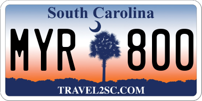 SC license plate MYR800