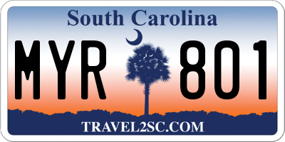 SC license plate MYR801