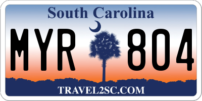 SC license plate MYR804