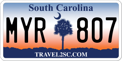 SC license plate MYR807