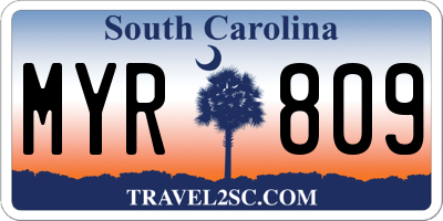SC license plate MYR809