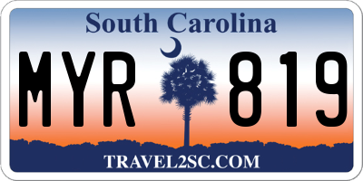 SC license plate MYR819