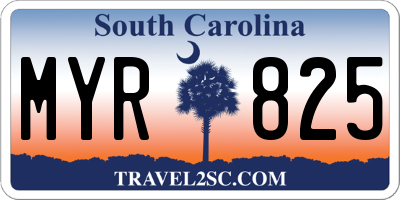 SC license plate MYR825
