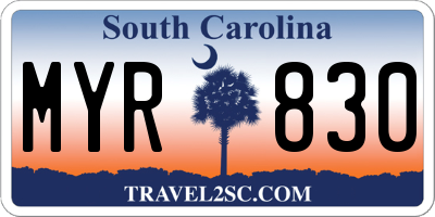 SC license plate MYR830