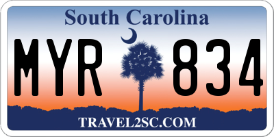 SC license plate MYR834