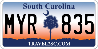 SC license plate MYR835