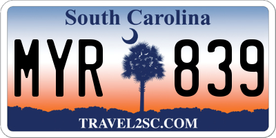 SC license plate MYR839