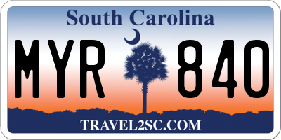 SC license plate MYR840