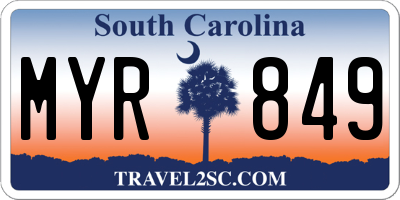 SC license plate MYR849