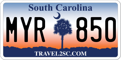 SC license plate MYR850
