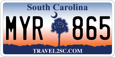 SC license plate MYR865