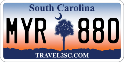 SC license plate MYR880