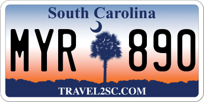 SC license plate MYR890