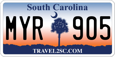 SC license plate MYR905