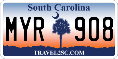 SC license plate MYR908