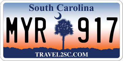 SC license plate MYR917