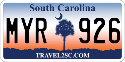 SC license plate MYR926