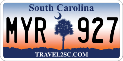 SC license plate MYR927