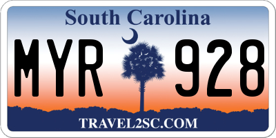 SC license plate MYR928