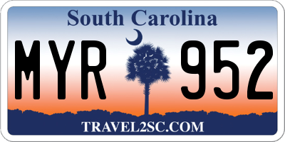 SC license plate MYR952