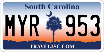 SC license plate MYR953