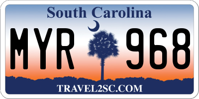 SC license plate MYR968