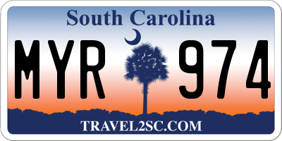 SC license plate MYR974
