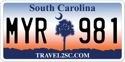 SC license plate MYR981