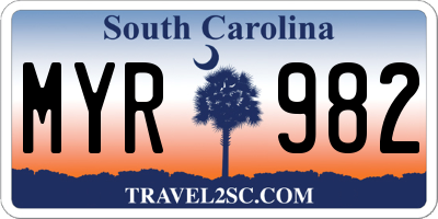 SC license plate MYR982