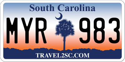 SC license plate MYR983