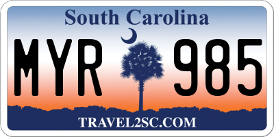SC license plate MYR985