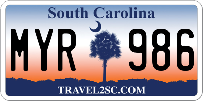 SC license plate MYR986