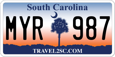 SC license plate MYR987