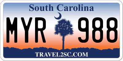 SC license plate MYR988
