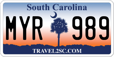 SC license plate MYR989