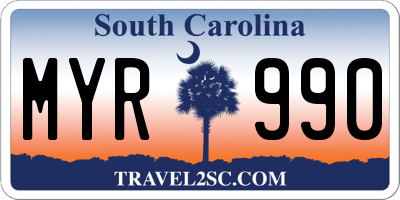 SC license plate MYR990