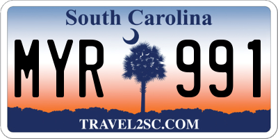 SC license plate MYR991