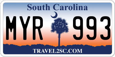 SC license plate MYR993