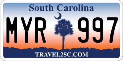 SC license plate MYR997