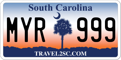 SC license plate MYR999