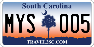 SC license plate MYS005