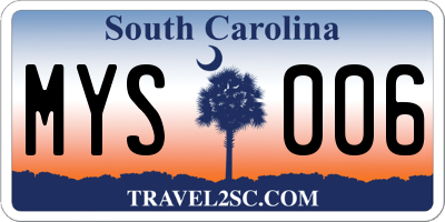 SC license plate MYS006