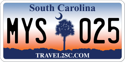 SC license plate MYS025